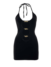Verdusa Women's Going Out Dresses Cut Out Backless Halter Bodycon Mini Dress Birthday Concert Rave Outfits Black Large