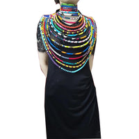 BAZINRICHE Women's Necklaces Ankara Kente Necklace Long Multi Strand African Wax Collar