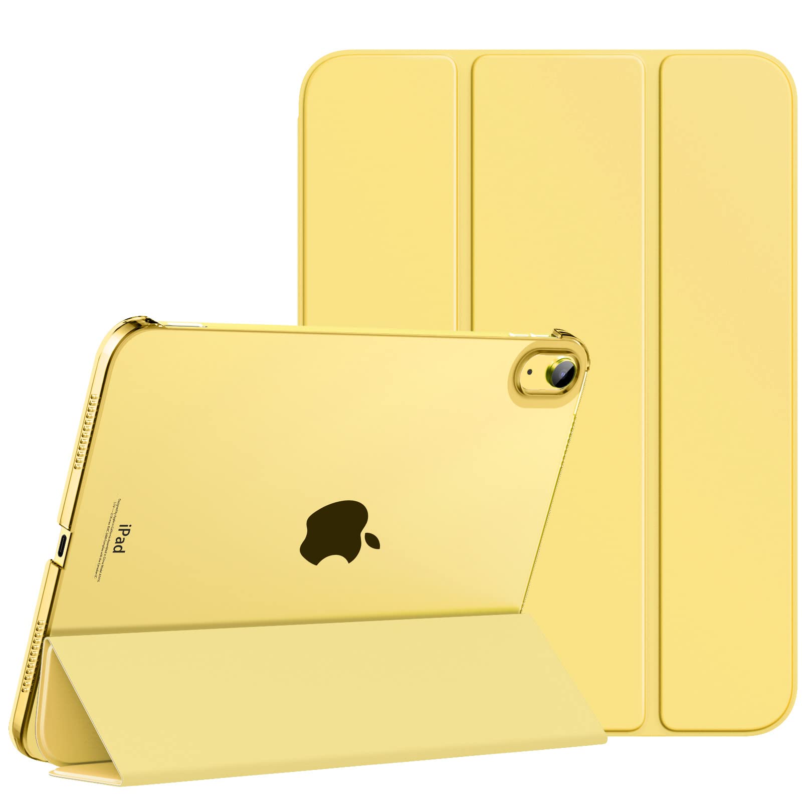 MoKo for iPad (A16) 11th Generation Case 11 Inch 2025, iPad 10th Generation Case 10.9 Inch 2022, Slim Stand Hard PC Translucent Back Shell Smart Cover, Support Touch ID, Auto Wake/Sleep,Light Yellow