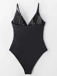 CUPSHE Women's One Piece Swimsuit Tummy Control V Neck Bathing Suits L Black