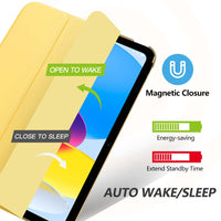 MoKo for iPad (A16) 11th Generation Case 11 Inch 2025, iPad 10th Generation Case 10.9 Inch 2022, Slim Stand Hard PC Translucent Back Shell Smart Cover, Support Touch ID, Auto Wake/Sleep,Light Yellow