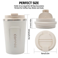 CS COSDDI 12 oz Stainless Steel Vacuum Insulated Tumbler - Coffee Travel Mug Spill Proof with Lid - Coffee Cup for Keep Hot/Ice Coffee,Tea and Beer (White)