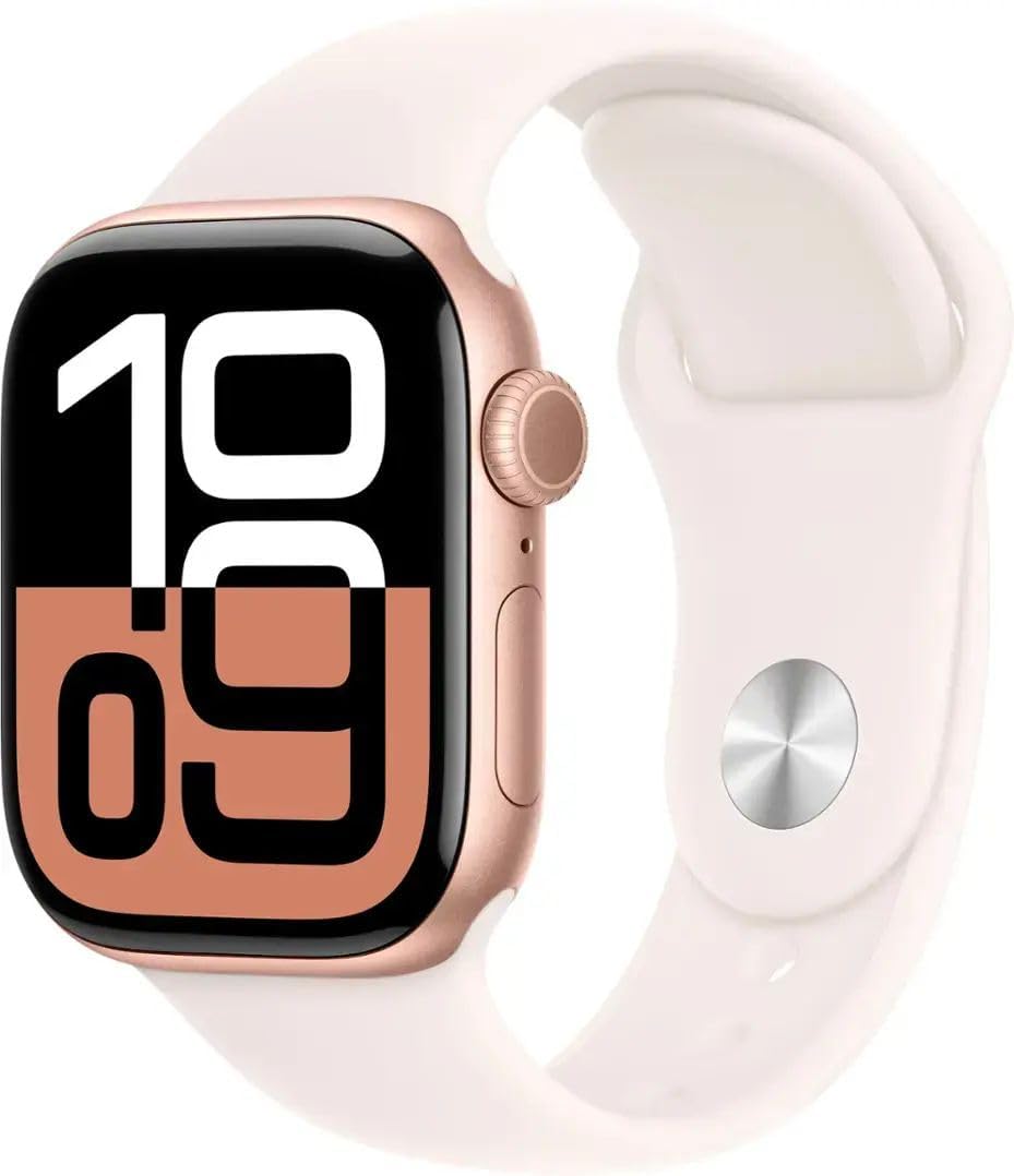 Apple Watch Series 10 [GPS, 42mm] - Rose Gold Aluminum Case with Light Blush Sport Band, S/M (Renewed)