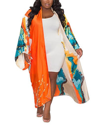 cu4eve Summer Cardigan For Women Lightweight Satin Open Front Long Kimono Swimsuit Cover Ups Silk Robe Plus Size