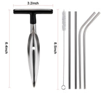 2 Pack Coconut Opener Tool Set with 4 Reusable Straws & Brush