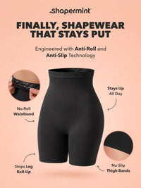 SHAPERMINT Shapewear for Women - High-Waisted Shapewear Tummy Control Shorts, Thigh Slimmer, Underwear for Women Black