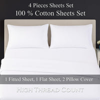 Exotic Linen King Size Sheets Set - 4 Piece Set - Hotel Luxury Bed Sheets - Extra Soft - 10" Deep Pockets - Easy Fit - Breathable & Cooling - Comfy -White Solid - 100% Cotton Sheets - 4 PC