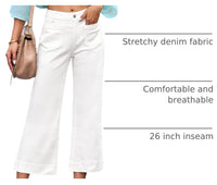 luvamia Wide Leg Jeans for Women Trendy High Waisted Flare Jeans Cropped Denim Pants Stretchy Baggy with Patch Pockets Womens Jeans Stretchy Womens Jeans Size 8 White Slacks for Women Size 10