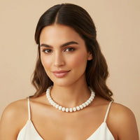 LILIE&WHITE Mothers Day Gifts for Mom Daughter White Resin Chunky Beaded Necklace for Women Minimalistic Beaded Choker Necklace Modern Statement Necklace Jewelry Accessories
