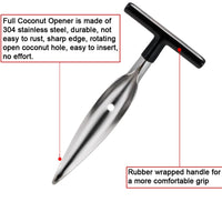 2 Pack Coconut Opener Tool Set with 4 Reusable Straws & Brush