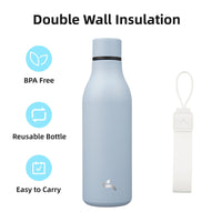 Konokyo Insulated Water Bottle with Strap,18 oz Double Wall Stainless Steel Vacuum Bottles Metal Water Flask,Candy Blue