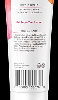 SuperTeeth Hydroxyapatite Toothpaste, Fluoride-Free, Fresh Breath, Adults & Kids, Strawberry Flavored