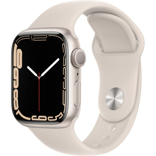Apple Watch Series 7 (GPS, 41mm) Starlight Aluminum Case with Starlight Sport Band, Regular (Renewed)