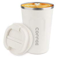 CS COSDDI 12 oz Stainless Steel Vacuum Insulated Tumbler - Coffee Travel Mug Spill Proof with Lid - Coffee Cup for Keep Hot/Ice Coffee,Tea and Beer (White)