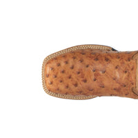Dan Post Mens Alamosa Embroidered Ostrich Pull On Square Toe Dress Boots Mid Calf - Brown - Size 10.5 D