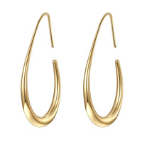 Lightweight Teardrop Hoop Earrings for Women - 14k Gold/White Gold Plated Large Oval Pull Through Hoop Earrings High Polished Statement Jewelry Gift for Women(gold 30 * 18)