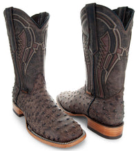 Soto Boots Men's H50031 Ostrich Print Cowboy Boots, 8.5 Brown