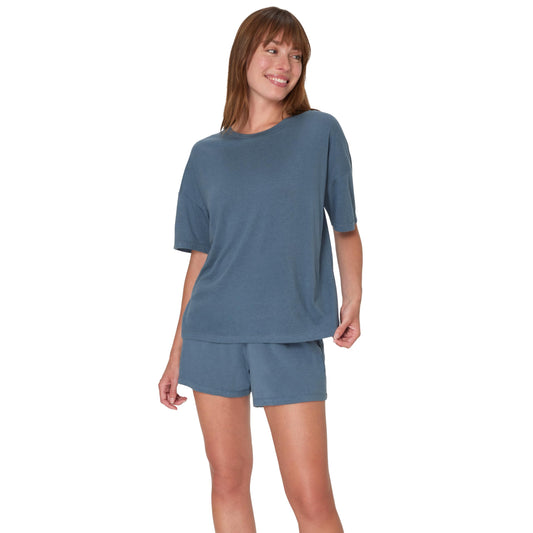 Hanes Women's Originals Supersoft Boxy T-Shirt & Sleep Shorts Set, Comfywear Lounge/Sleepwear