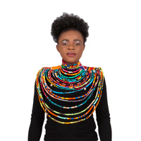 BAZINRICHE Women's Necklaces Ankara Kente Necklace Long Multi Strand African Wax Collar