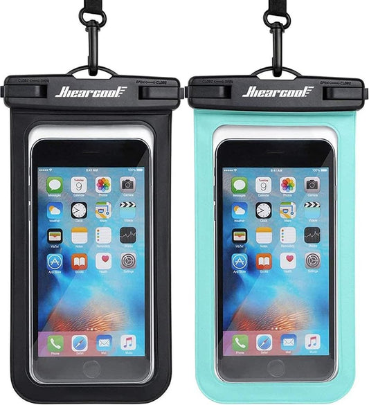 Hiearcool Waterproof Phone Pouch, IPX8 Waterproof Phone Case for iPhone 17/16/15/14 Pro Max, Cell Phone Dry Bag for Beach & Cruise Essentials, Touch Screen, Lanyard Included, 2 Pack (Fits Up to 8.9”)