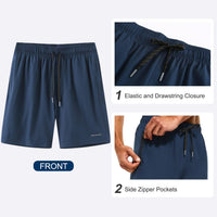HODOSPORTS Mens Swimsuit Trunks 7" Quick-Dry Swim Shorts with Compression Liner and Zipper Pockets (Large,Navy)