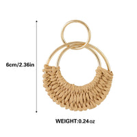 Handmade Raffia Hoop Earrings Statement Tropical Bohemian Straw Dangle Earrings Natural Rattan Vacation Style Round Earrings for Women Summer Beach Party Essential Jewelry (Boho style A)