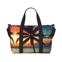 Tropical Beach Palm Tree Sunset print Travel Duffle Bag,Weekender Bags,Gym Duffel Bag,Luggage Duffle Overnight for Women Men