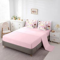 Castle Fairy Dessert 7 Pcs Comforter Set King Size Bed in a Bag,Girls Cupcake Ice Cream Bed Set Room Decor,Sweet Donut Food Bedding Sets with Comforter,Flat,Fitted Sheet,Pillowcases,Pillow Covers
