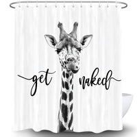 Hajmsug Funny Giraffe Get Naked Shower Curtain for Bathroom, Cute Animal Wildlife Safari Decor Bathtub Fabric Curtain, Waterproof Polyester Shower Curtain Sets with Hooks, 69 x 70