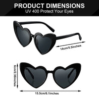 Frienda 9 Pairs Heart Shaped Sunglasses Cat Eye Shaped Sunglass for Women Bridesmaid Bachelorette Wedding Party Favor(Black Grey)