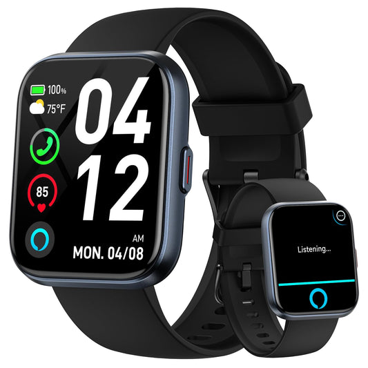 Smart Watches for Men Android & iPhone, 1.8" HD Alexa Built-in Smartwatches Fitness Tracker Watch with Bluetooth Calls, IP68 Waterproof, Heart Rate/Sleep/SpO2 Monitor, 110 Sport Modes - Black