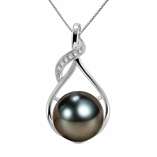 NONNYL Gifts for Women Wife-Tahitian-Black-Pearl-Necklace-Gift for Wife Wedding Birthday Anniversary Jewelry-Mom Girlfriend Her Mothers Day Gifts for Mom Women Valentines Christmas Day