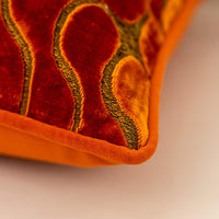 Yangest Orange Square Throw Pillow Cover Wavy Velvet Cushion Cover Modern Zippered Pillowcase for Sofa Couch Bedroom Living Room Chair, 18 x 18 Inch