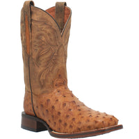 Dan Post Mens Alamosa Embroidered Ostrich Pull On Square Toe Dress Boots Mid Calf - Brown - Size 10.5 D