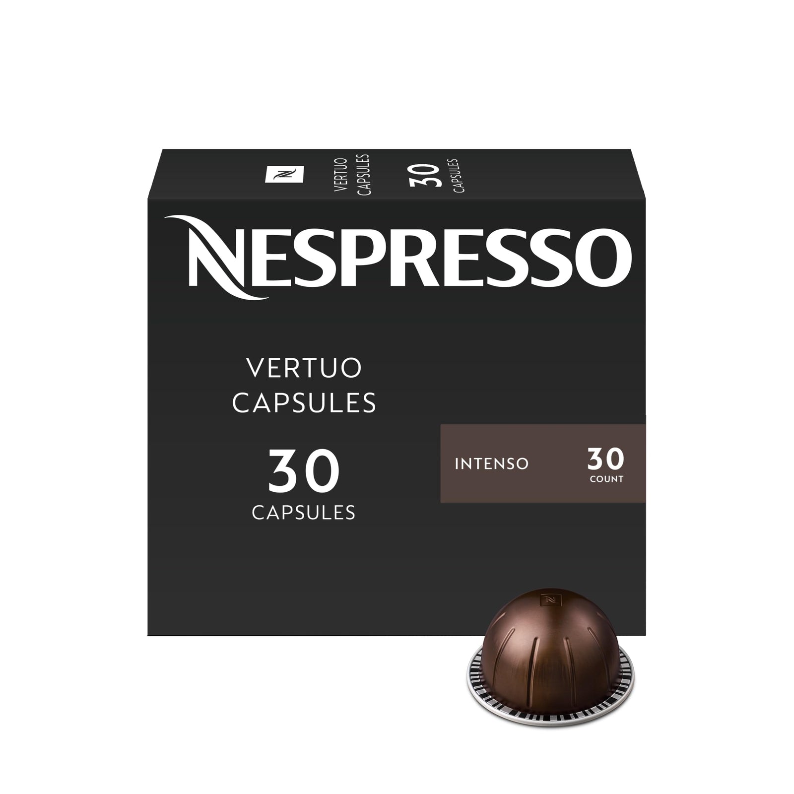 Nespresso Capsules Vertuo, Intenso, Dark Roast Coffee, 30-Count Coffee Pods, Brews 7.8oz.