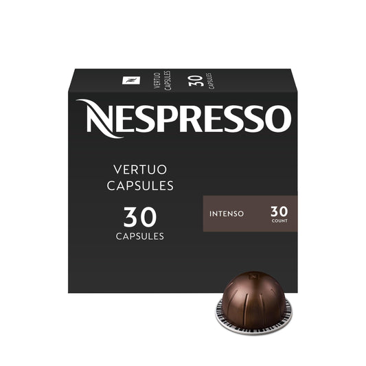 Nespresso Capsules Vertuo, Intenso, Dark Roast Coffee, 30-Count Coffee Pods, Brews 7.8oz.