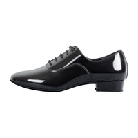 Linodes Men's Latin Dance Shoes 1 Inch Leather Sole Ballroom Salsa Tango Waltz Character Shoe-Black Patent-8.5M