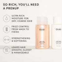OUAI Thick Hair Shampoo & Conditioner Set, Travel Size - Moisturizing Shampoo & Conditioner - With Keratin, Marshmallow Root, Shea Butter & Avocado Oil - Sulfate, Paraben & Phthalate Free (3 Oz)