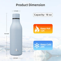Konokyo Insulated Water Bottle with Strap,18 oz Double Wall Stainless Steel Vacuum Bottles Metal Water Flask,Candy Blue