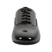Linodes Men's Latin Dance Shoes 1 Inch Leather Sole Ballroom Salsa Tango Waltz Character Shoe-Black Patent-8.5M