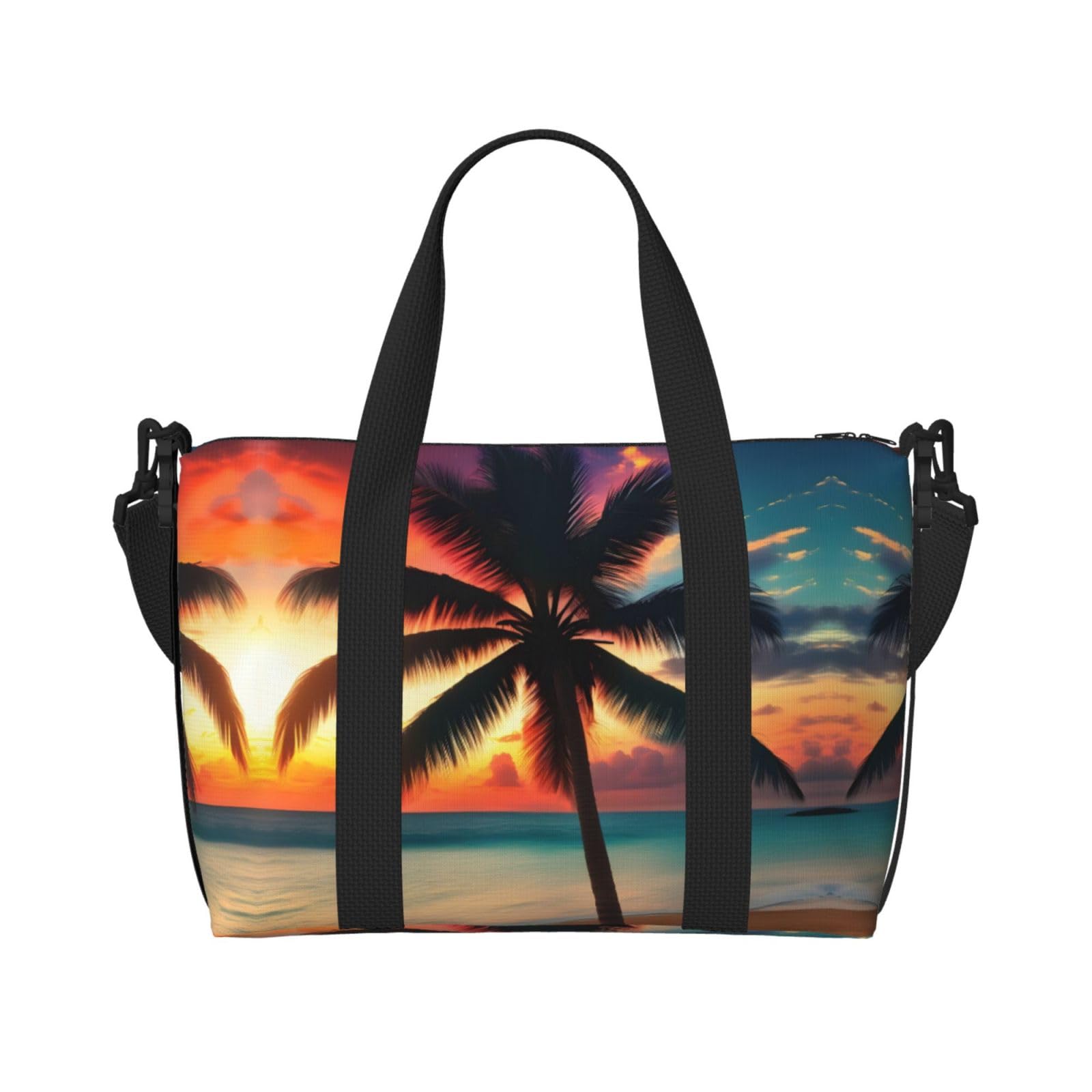 Tropical Beach Palm Tree Sunset print Travel Duffle Bag,Weekender Bags,Gym Duffel Bag,Luggage Duffle Overnight for Women Men