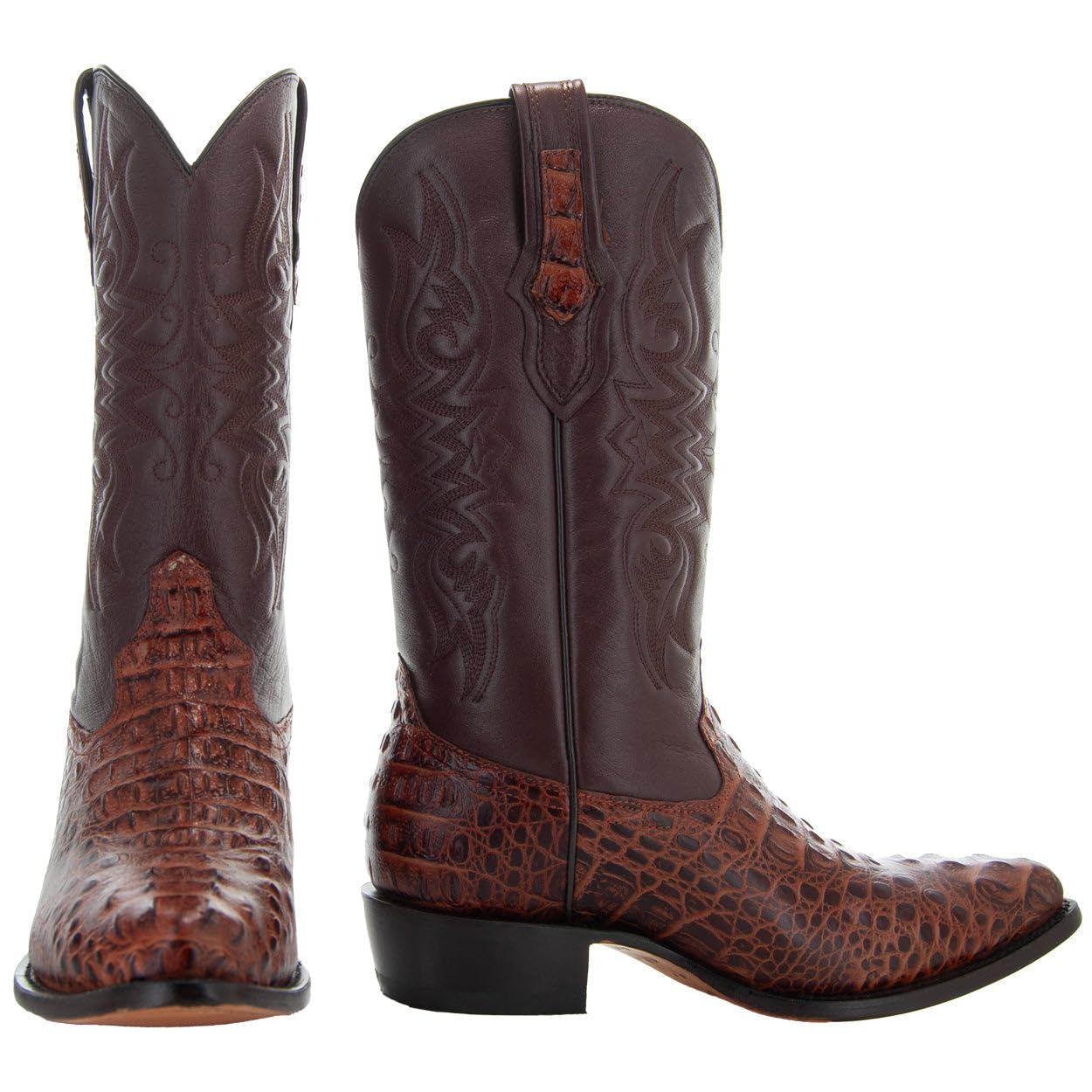 Soto Boots Men's Gator Tail Print Cowboy Boots H7006 (Cognac, 11)