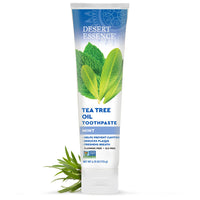 Desert Essence Tea Tree Oil Toothpaste - Mint - 6.25 Ounce - Refreshing Taste - Deep Cleans Teeth & Gums - Helps Fight Plaque - Sea Salt - Pure Essential Oil - Baking Soda - Promotes Healthy Mouth