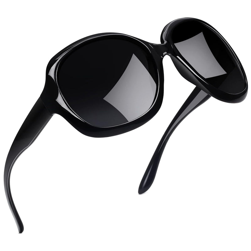 Joopin Oversized Sunglasses Womens Trendy, Polarized Big Black Sun Glasses for Woman UV Protection, Retro Ladies Large Square Shades Sunnies
