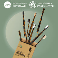 Isshah Plant-Based Cellulose Acetate Toothbrushes - 8 Pack - Tortoise