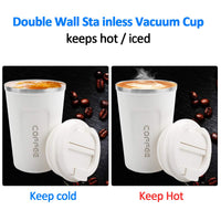 CS COSDDI 12 oz Stainless Steel Vacuum Insulated Tumbler - Coffee Travel Mug Spill Proof with Lid - Coffee Cup for Keep Hot/Ice Coffee,Tea and Beer (White)