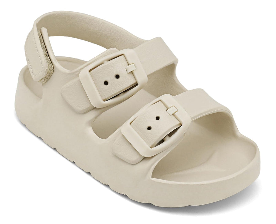 ChayChax Toddler Boys Girls Double Buckle Sandals Children's Adjustable Back Strap Water Sandal, Beige, 6 Toddler