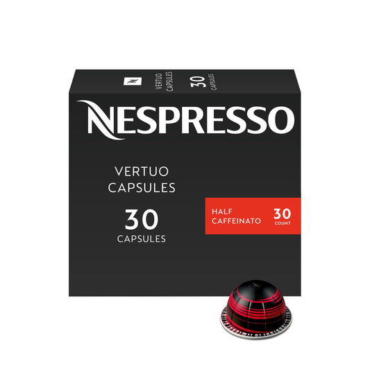Nespresso Capsules Vertuo, Half Caffeinato, Mild Roast Coffee, 30-Count Coffee Pods, Brews 7.8oz.