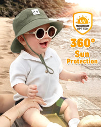 FURTALK Baby Sun Hat Smile Face Toddler Bucket Hat UPF 50+ Boys Girls 0-5Y