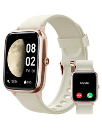 GRV Smart Watches for Women Men (Answer/Make Calls), 1.8" Smartwatch for iOS/Android Phones Fitness Tracker with 100+ Sports Modes Heart Rate/Sleep Monitor Pedometer IP68 Waterproof (Milky White)